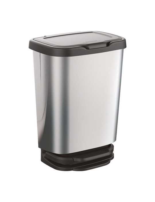 Cubo con Pedal Jive con Cierre Amortiguado Plata/Negro, 20 L MONDEX