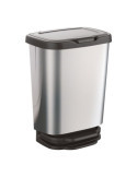 Cubo con Pedal Jive con Cierre Amortiguado Plata/Negro, 20 L MONDEX