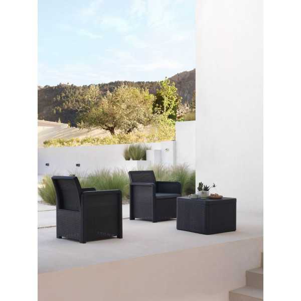 Conjunto Jardín Nassau Grafito 3 Piezas Antracita + Cojines SHAF