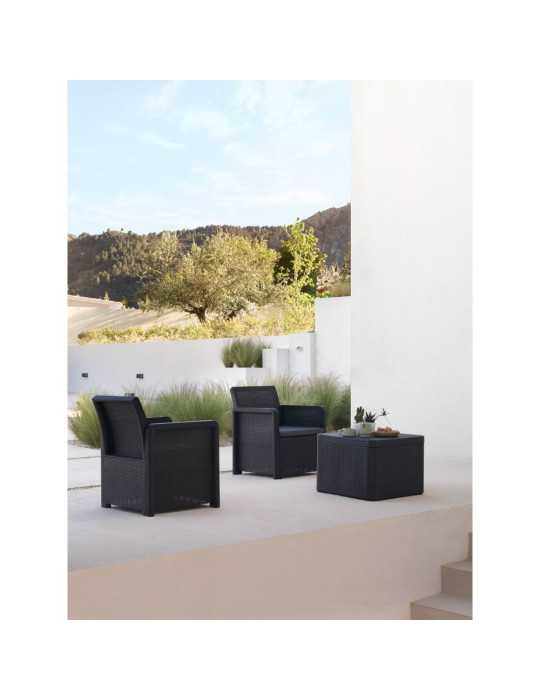 Conjunto Jardín Nassau Grafito 3 Piezas Antracita + Cojines SHAF