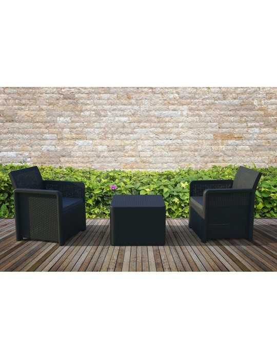 Conjunto Jardín Nassau Grafito 3 Piezas Antracita + Cojines SHAF