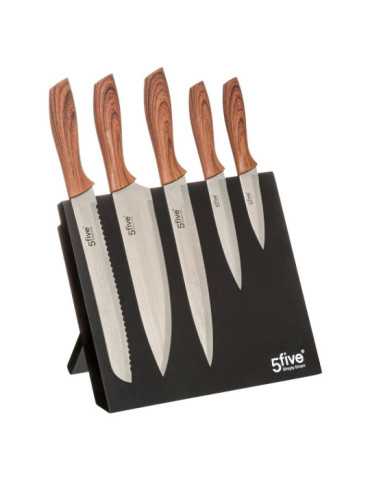 Juego de Cuchillos 5 Piezas + Soporte Imantado 32 x 23,2 x 19 cm 5FIVE
