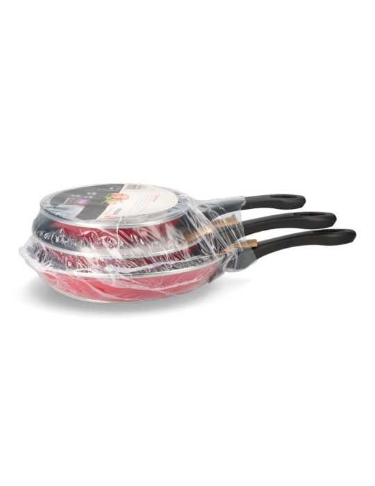 Set 3 Sartenes Optimax Rojo Mate Ø20 / Ø24 / Ø28 cm FAGOR
