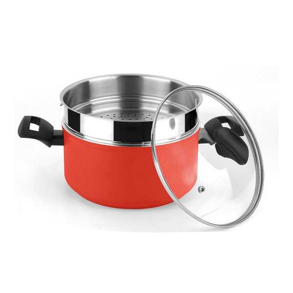 Olla Maxima + Tapa + Steamer Roja Aluminio Ø20 x 10 cm FAGOR