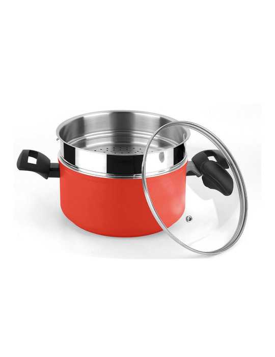 Olla Maxima + Tapa + Steamer Roja Aluminio Ø20 x 10 cm FAGOR