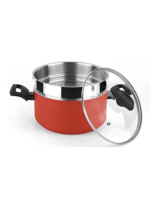 Olla Maxima + Tapa + Steamer Roja Aluminio Ø20 x 10 cm FAGOR