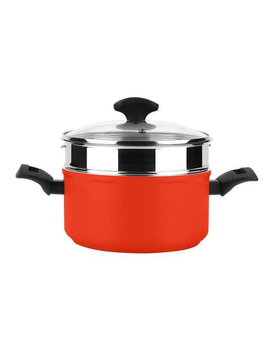 Olla Maxima + Tapa + Steamer Roja Aluminio Ø20 x 10 cm FAGOR