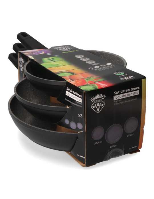 Set 3 Sartenes Antiadherentes "Professional Line" Ø20 / Ø24 / Ø28 cm GOURMET KITCHEN
