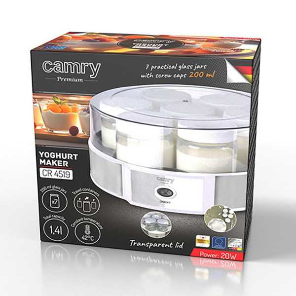 Yogurtera CR4519, Blanca, 20 W, Ø24 x 11,5 cm CAMRY