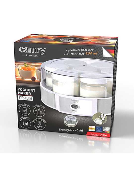 Yogurtera CR4519, Blanca, 20 W, Ø24 x 11,5 cm CAMRY