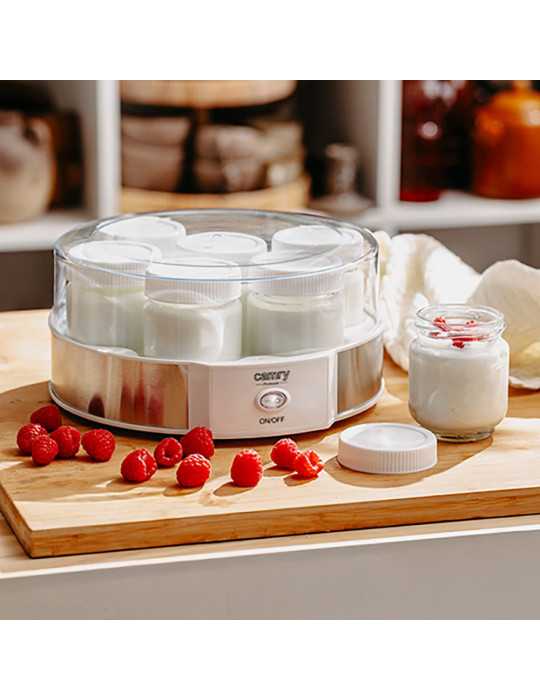 Yogurtera CR4519, Blanca, 20 W, Ø24 x 11,5 cm CAMRY