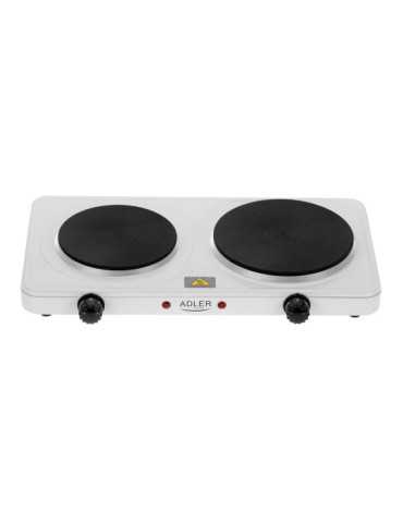 Cocina Eléctrica Dos Quemadores 2500 W Blanca, 46 x 26,5 x 7 cm ADLER