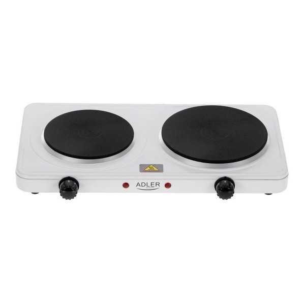 Cocina Eléctrica Dos Quemadores 2500 W Blanca, 46 x 26,5 x 7 cm ADLER