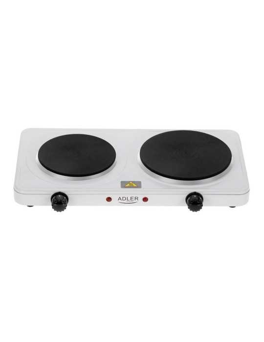 Cocina Eléctrica Dos Quemadores 2500 W Blanca, 46 x 26,5 x 7 cm ADLER