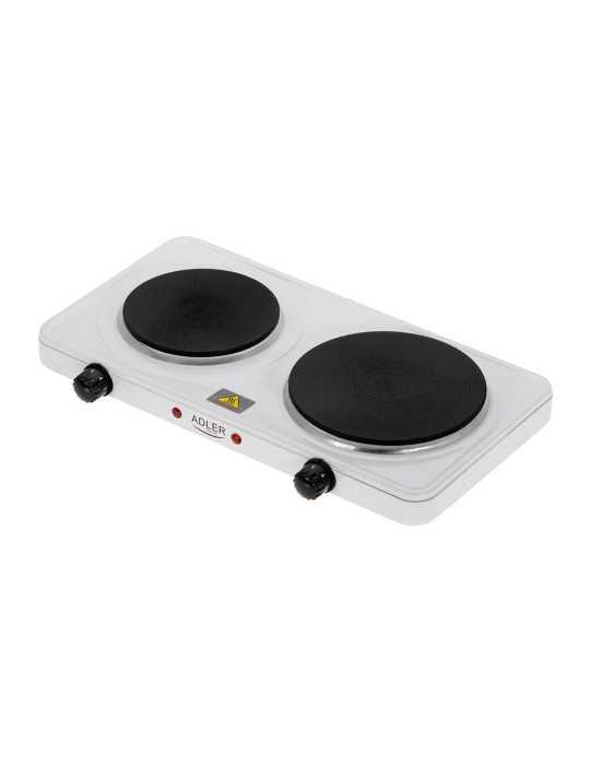 Cocina Eléctrica Dos Quemadores 2500 W Blanca, 46 x 26,5 x 7 cm ADLER