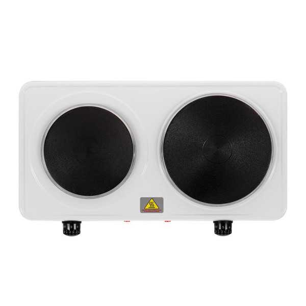 Cocina Eléctrica Dos Quemadores 2500 W Blanca, 46 x 26,5 x 7 cm ADLER