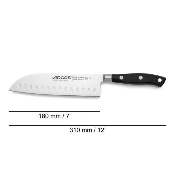 Cuchillo Santoku con Alveolos Serie Riviera 180 mm ARCOS