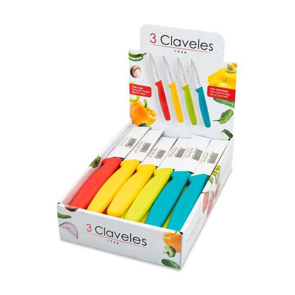 Cuchillo Verduras 8 cm Modelos y Colores Surtidos, Expositor 24 uds 3 CLAVELES