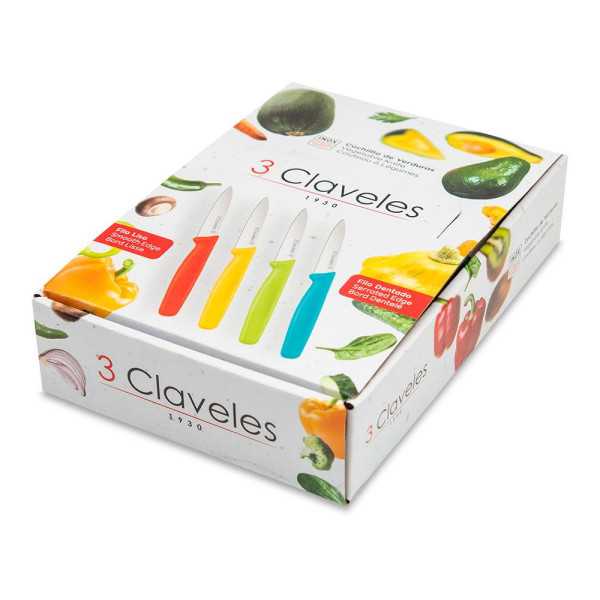 Cuchillo Verduras 8 cm Modelos y Colores Surtidos, Expositor 24 uds 3 CLAVELES