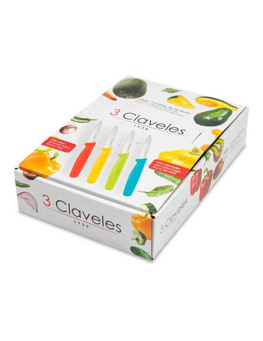 Cuchillo Verduras 8 cm Modelos y Colores Surtidos, Expositor 24 uds 3 CLAVELES
