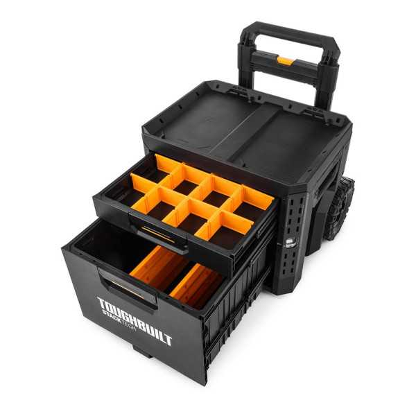 Caja de Herramientas con Ruedas de 2 Cajones y Cierre, Stacktech, 53 x 40,5 x 47,7 cm TOUGHBUILT