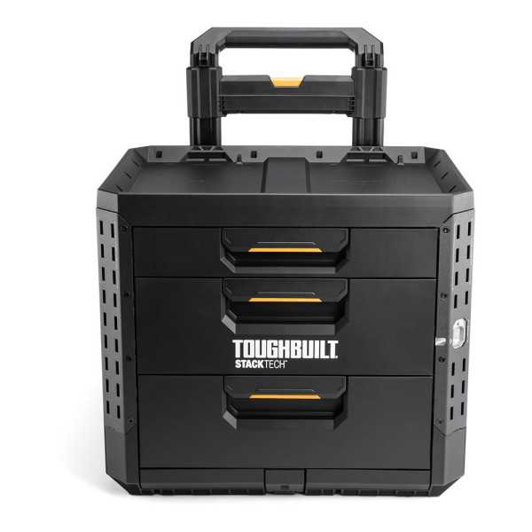 Caja de Herramientas con Ruedas de 3 Cajones y Cierre, Stacktech, 53 x 40,5 x 47,7 cm TOUGHBUILT