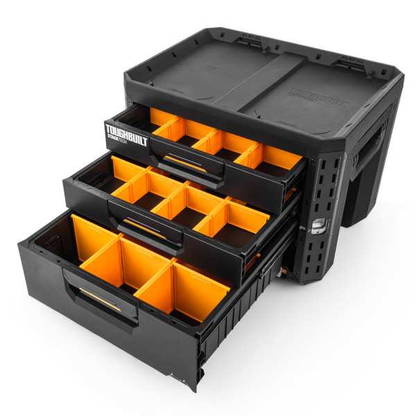 Caja de Herramientas XL con 3 Cajones y Cerradura, Stacktech, 53 x 40,5 x 39,5 cm TOUGHBUILT