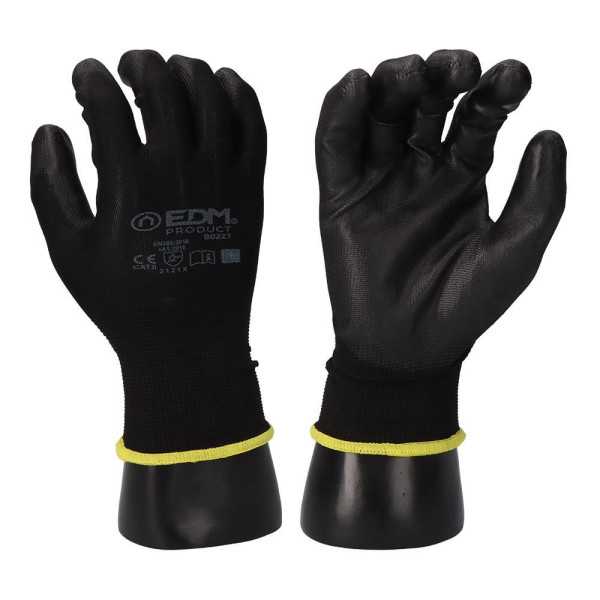 Lote de 120 Unidades Guante Poliéster con Palma Poliuretano, Keep Safe®, Negro, T-06 EDM