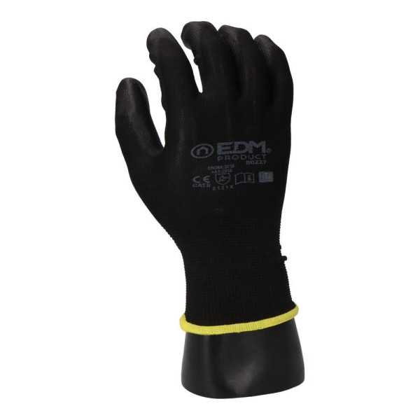 Lote de 120 Unidades Guante Poliéster con Palma Poliuretano, Keep Safe®, Negro, T-06 EDM