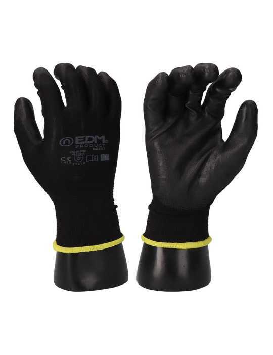 Lote de 120 Unidades Guante Poliéster con Palma Poliuretano, Keep Safe®, Negro, T-08 EDM