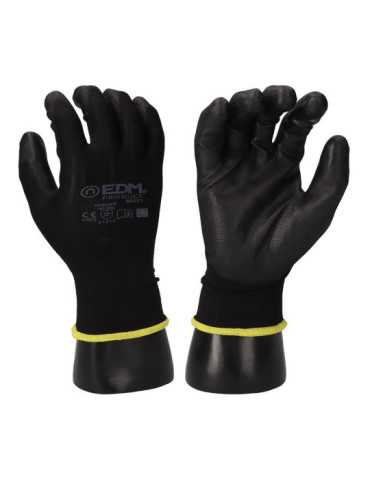 Lote de 120 Unidades Guante Poliéster con Palma Poliuretano, Keep Safe®, Negro, T-09 EDM