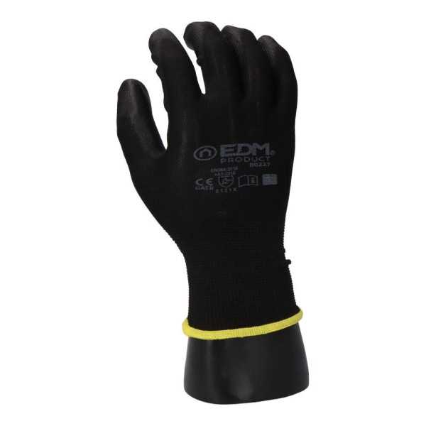 Lote de 120 Unidades Guante Poliéster con Palma Poliuretano, Keep Safe®, Negro, T-10 EDM