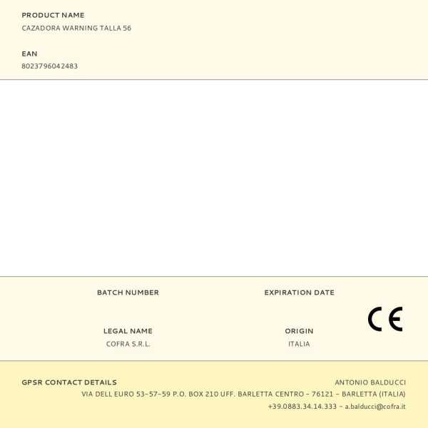 Cazadora Warning Talla 56 COFRA