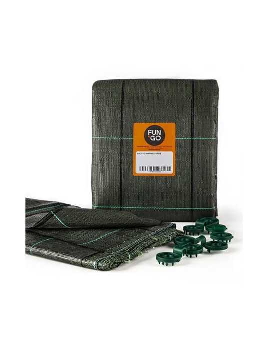 Malla de Suelo para Camping. Color Verde, 3 x 5 m FUN AND GO