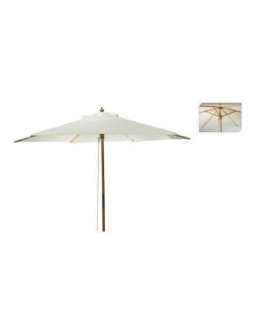 Parasol para Jardín, Crudo con Mango de Madera, Ø2,6 x 2,2 m