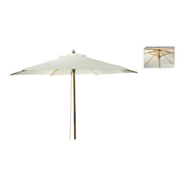 Parasol para Jardín, Crudo con Mango de Madera, Ø2,6 x 2,2 m