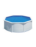 Piscina con Pared de Acero y Chapa Blanca, Redonda, con Depuradora, Ø350 x 120 cm GRE