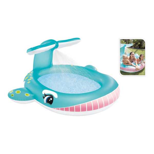 Piscina Hinchable Infantil Modelo Ballena con Rociador, 201 x 196 x 91 cm INTEX