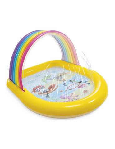 Piscina Hinchable Infantil Modelo Arcoíris con Rociador, 147 x 130 x 86 cm INTEX