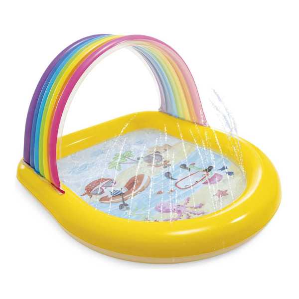 Piscina Hinchable Infantil Modelo Arcoíris con Rociador, 147 x 130 x 86 cm INTEX
