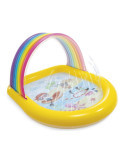 Piscina Hinchable Infantil Modelo Arcoíris con Rociador, 147 x 130 x 86 cm INTEX