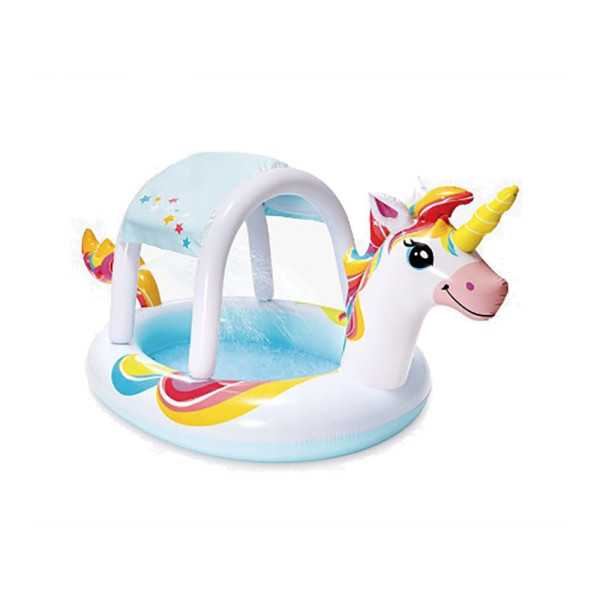 Piscina Hinchable Infantil Modelo Unicornio con Rociador, 254 x 132 x 109 cm INTEX