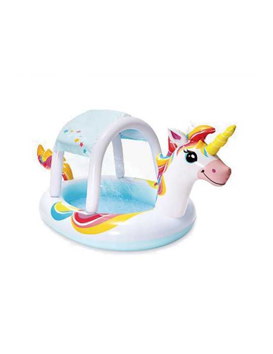 Piscina Hinchable Infantil Modelo Unicornio con Rociador, 254 x 132 x 109 cm INTEX