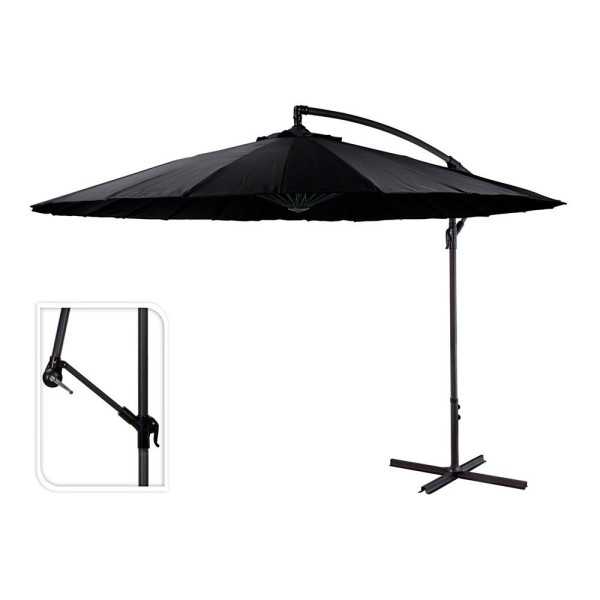 Parasol Excéntrico Ø300 cm Altura Maxima 3 m Color: Negro AMBIANCE