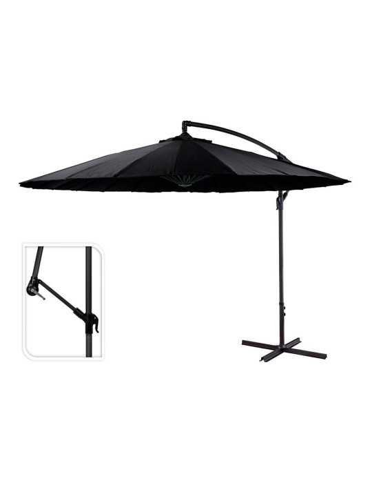 Parasol Excéntrico Ø300 cm Altura Maxima 3 m Color: Negro AMBIANCE