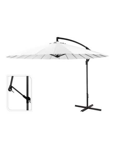 Parasol Excéntrico Ø300 cm Altura Maxima 3 m Color: Blanco AMBIANCE
