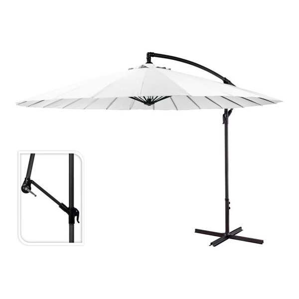 Parasol Excéntrico Ø300 cm Altura Maxima 3 m Color: Blanco AMBIANCE