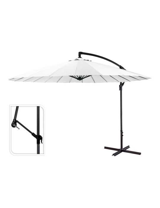 Parasol Excéntrico Ø300 cm Altura Maxima 3 m Color: Blanco AMBIANCE