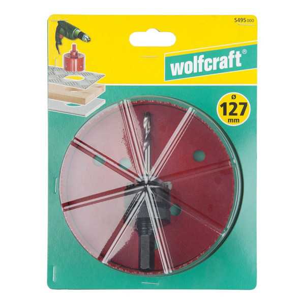 Sierra de Corona Bimetal con Broca Piloto Ø127 mm WOLFCRAFT