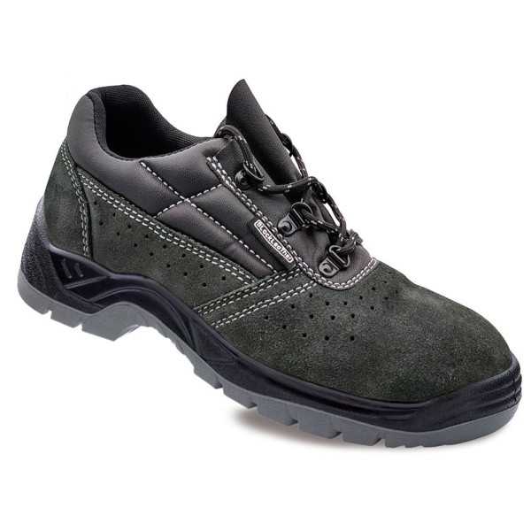 Zapatos de Seguridad Piel Serraje Perforada Gris Oscuro S1P SRC Talla 36 BLACKLEATHER